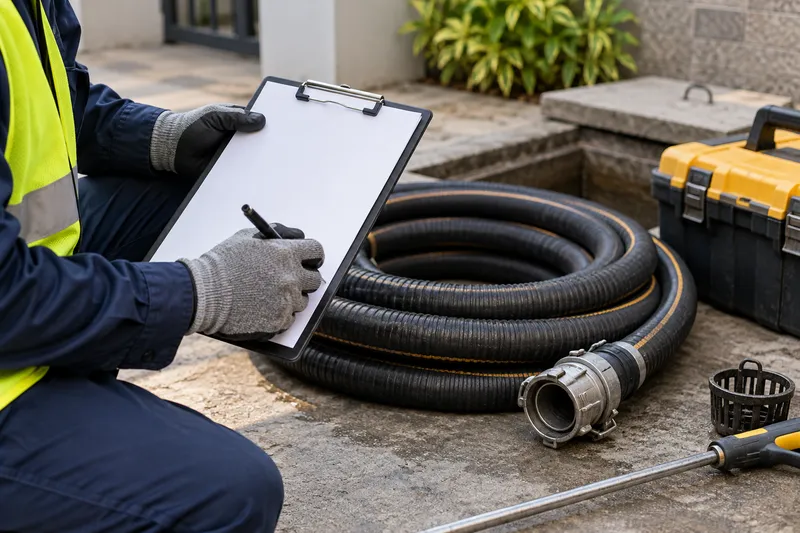 Clipboard at service hose para sa paghahanda ng estimate